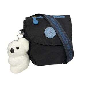 Black Crossbody Bag with Blue Accents